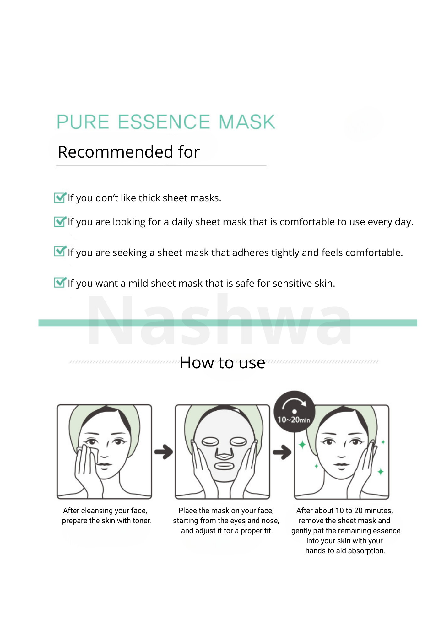 HOLIKA HOLIKA - Pure Essence Mask Sheet Green Tea - Korean Skincare - Nashwa