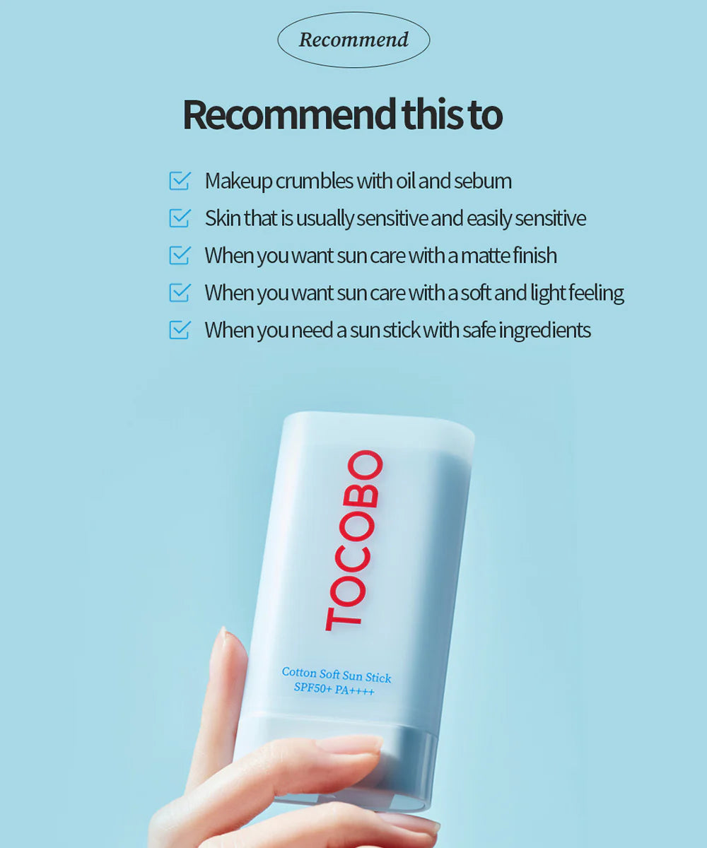 TOCOBO - Cotton Soft Sun Stick SPF50+ PA++++ - Korean skincare - Nashwa