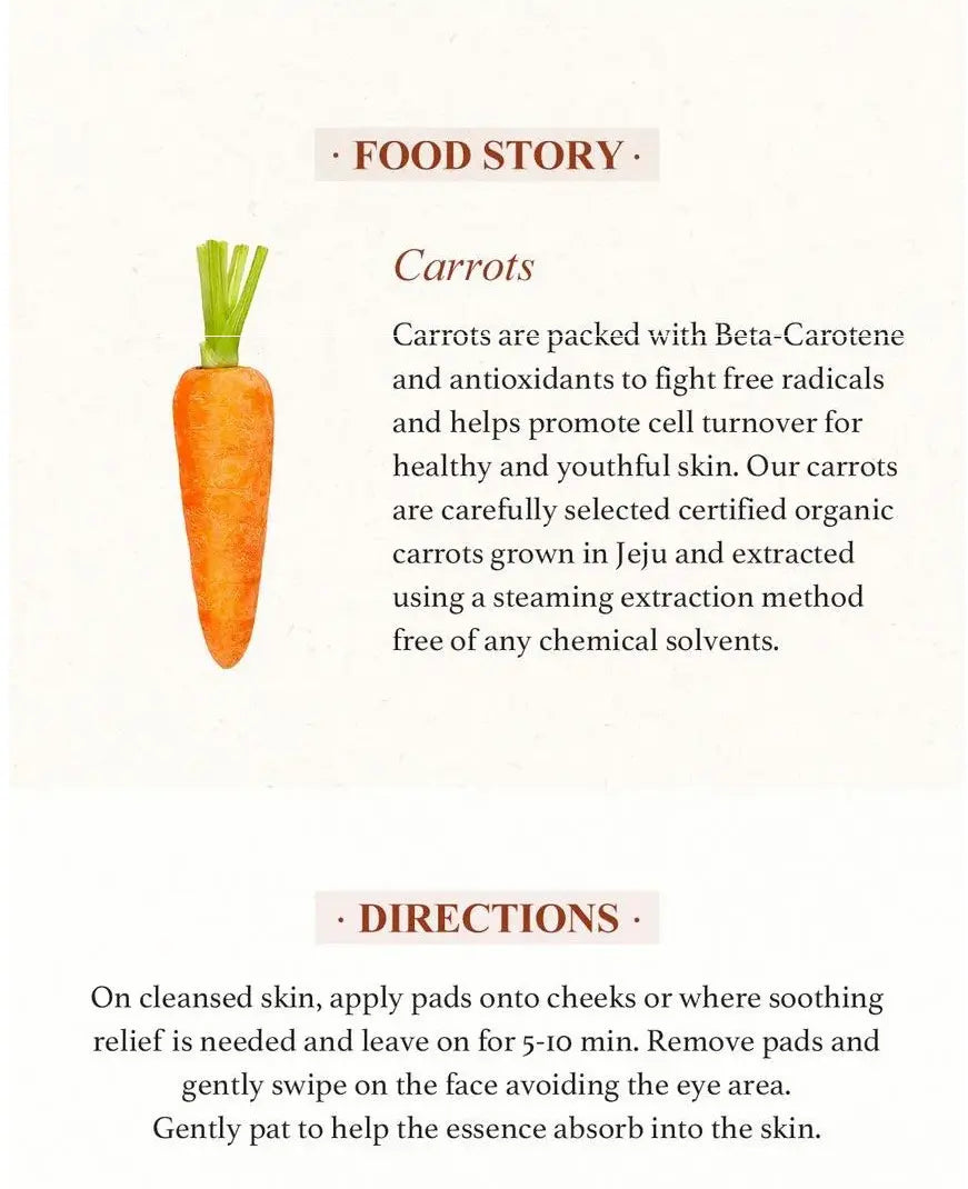 SKINFOOD Carrot Carotene Calming Water Pad toner pads voor gevoelige huid